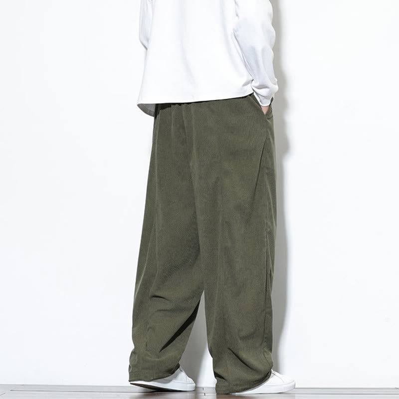 Pantalon harem pour homme en velours côtelé pur, uni, avec cordon de serrage et poches , Buddha Stones - image 6