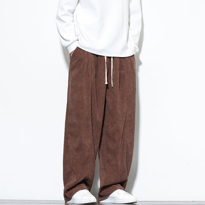Pantalon harem pour homme en velours côtelé pur, uni, avec cordon de serrage et poches , Buddha Stones - image 35