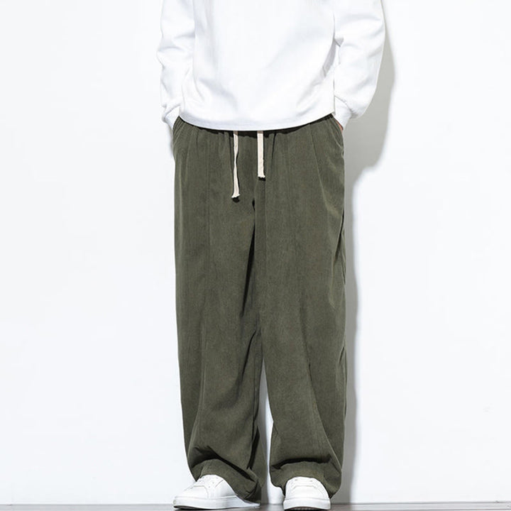 Pantalon sarouel en velours côtelé pur coton avec cordon de serrage et poches pour homme Motif Buddha Stones - image 5