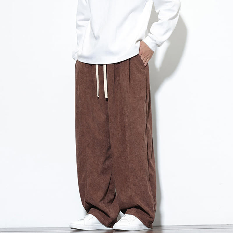 Pantalon harem pour homme en velours côtelé pur, uni, avec cordon de serrage et poches , Buddha Stones - image 34