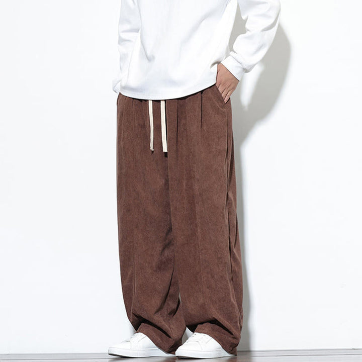 Pantalon harem pour homme en velours côtelé pur, uni, avec cordon de serrage et poches , Buddha Stones - image 34