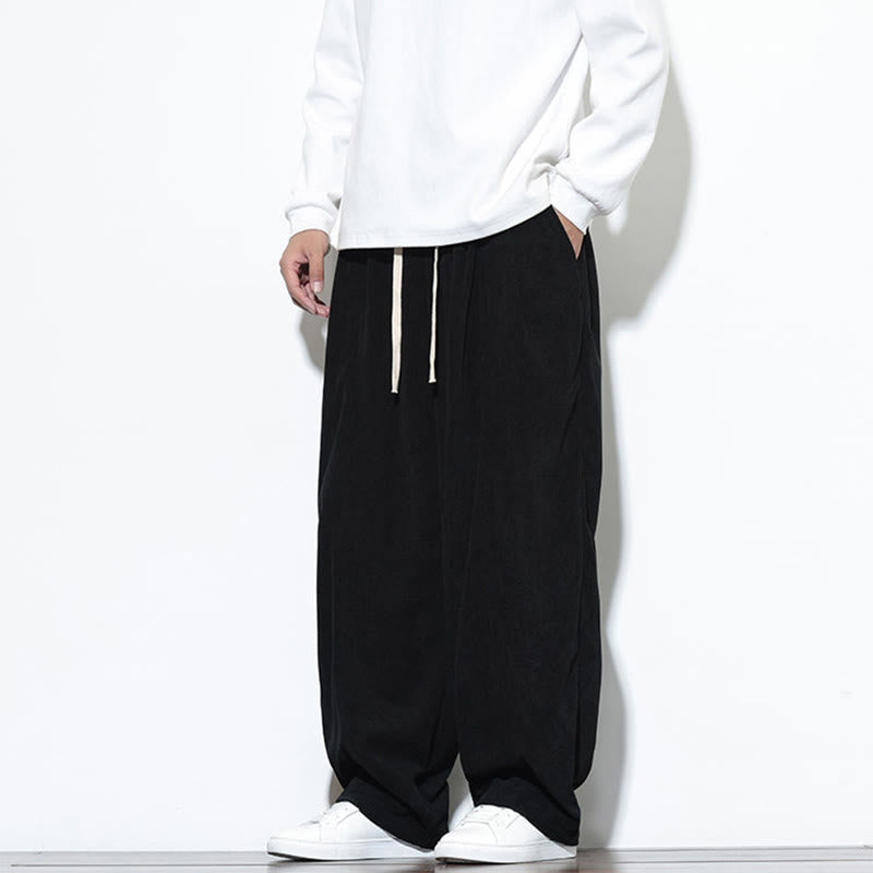 Pantalon harem pour homme en velours côtelé pur, uni, avec cordon de serrage et poches , Buddha Stones - image 26