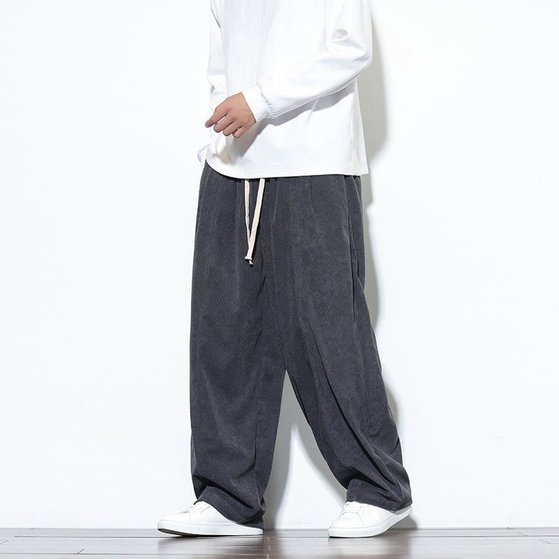Pantalon harem pour homme en velours côtelé pur, uni, avec cordon de serrage et poches , Buddha Stones - image 13