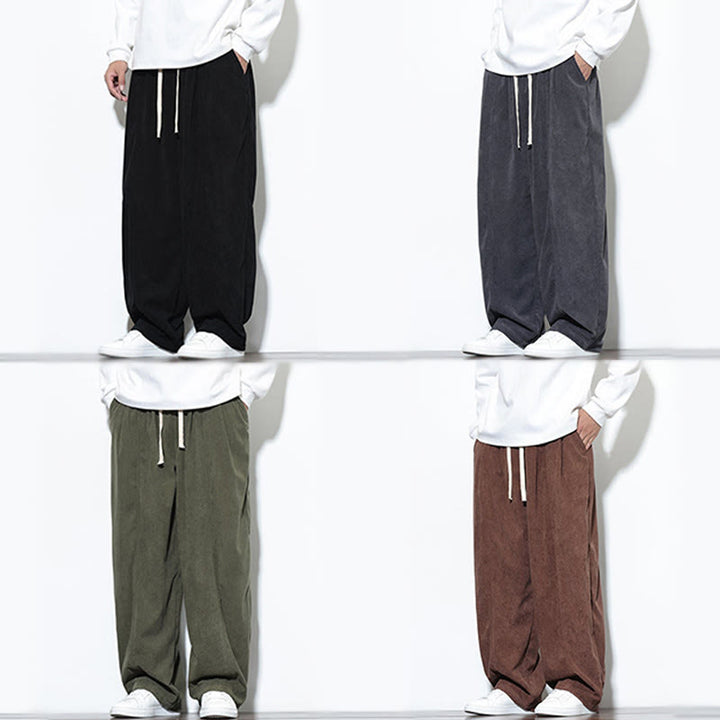 Pantalon harem pour homme en velours côtelé pur, uni, avec cordon de serrage et poches , Buddha Stones - image 38