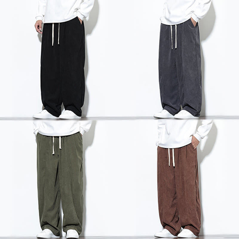 Pantalon harem pour homme en velours côtelé pur, uni, avec cordon de serrage et poches , Buddha Stones - image 38