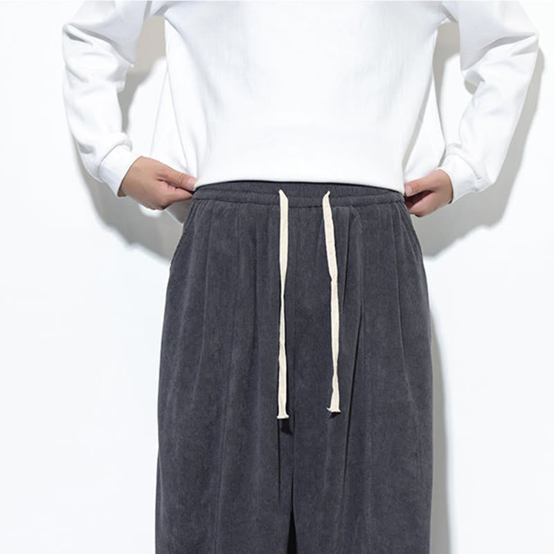 Pantalon harem pour homme en velours côtelé pur, uni, avec cordon de serrage et poches , Buddha Stones - image 20