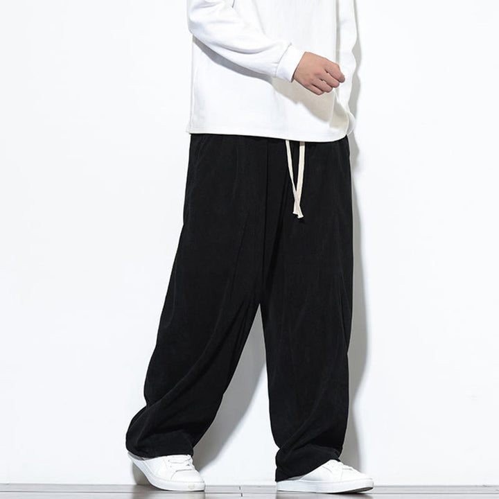 Pantalon harem pour homme en velours côtelé pur, uni, avec cordon de serrage et poches , Buddha Stones - image 25