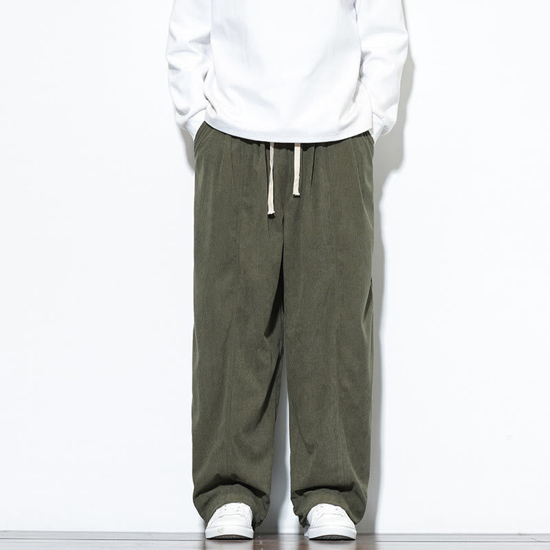 Pantalon sarouel en velours côtelé pur coton avec cordon de serrage et poches pour homme Motif Buddha Stones - image 1