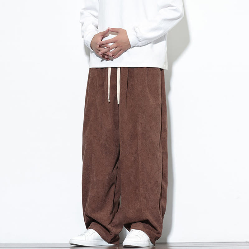 Pantalon harem pour homme en velours côtelé pur, uni, avec cordon de serrage et poches , Buddha Stones - image 36