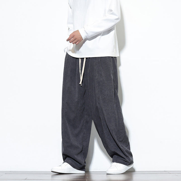 Pantalon harem pour homme en velours côtelé pur, uni, avec cordon de serrage et poches , Buddha Stones - image 13