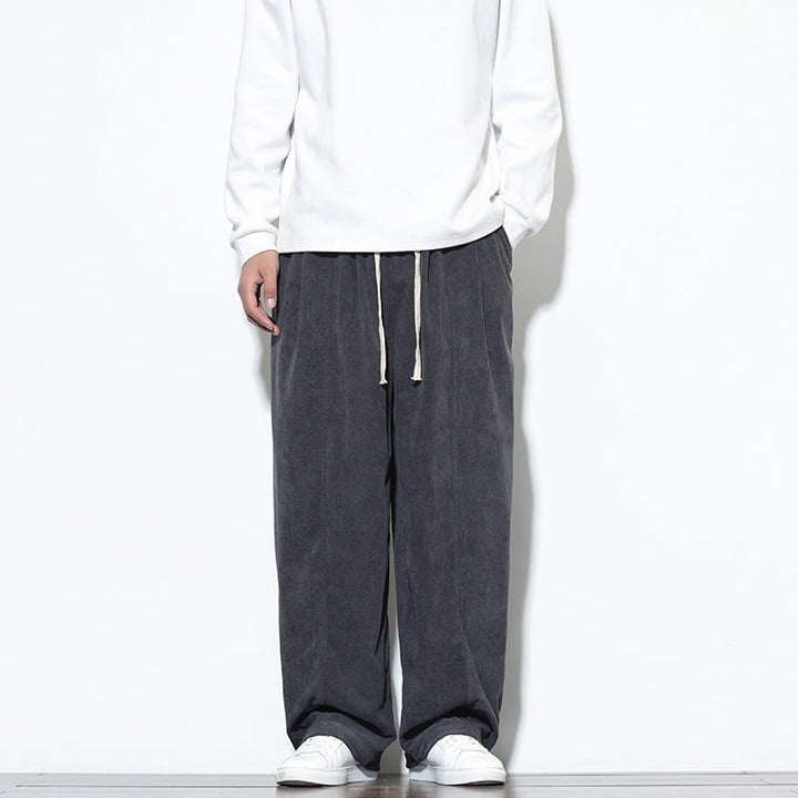 Pantalon harem pour homme en velours côtelé pur, uni, avec cordon de serrage et poches , Buddha Stones - Gris ardoise - US/UK/AU46，EU56 (5XL) - image 10