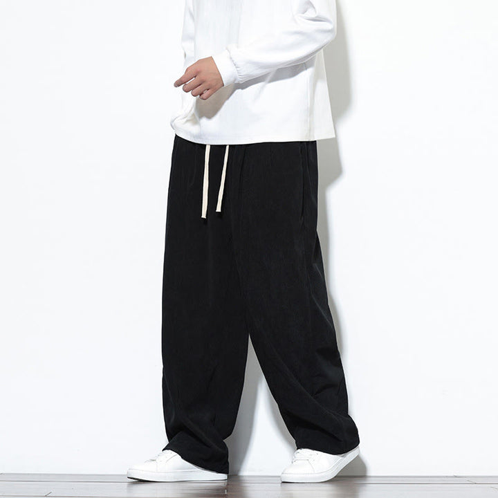 Pantalon harem pour homme en velours côtelé pur, uni, avec cordon de serrage et poches , Buddha Stones - image 24