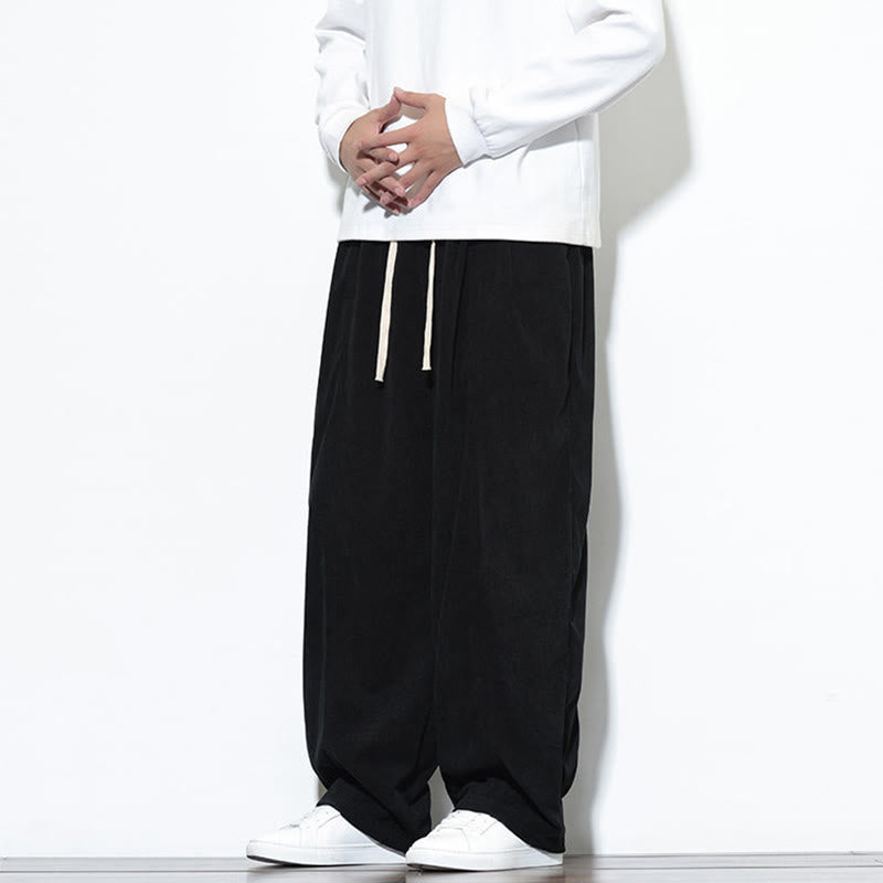 Pantalon harem pour homme en velours côtelé pur, uni, avec cordon de serrage et poches , Buddha Stones - image 29