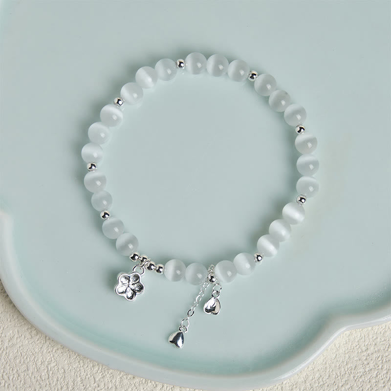 Bracelet de paix en œil de chat et fleurs de cerisier en Buddha Stones - image 3
