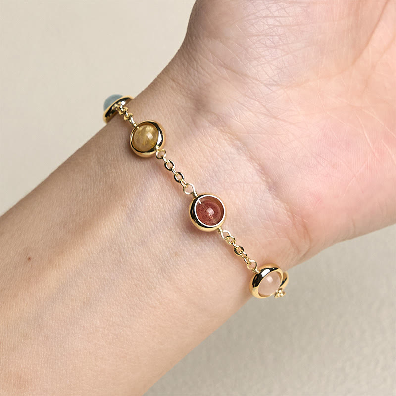 Bracelet d'équilibre en quartz fraise et améthyste en cristal coloré de Buddha Stones - image 15