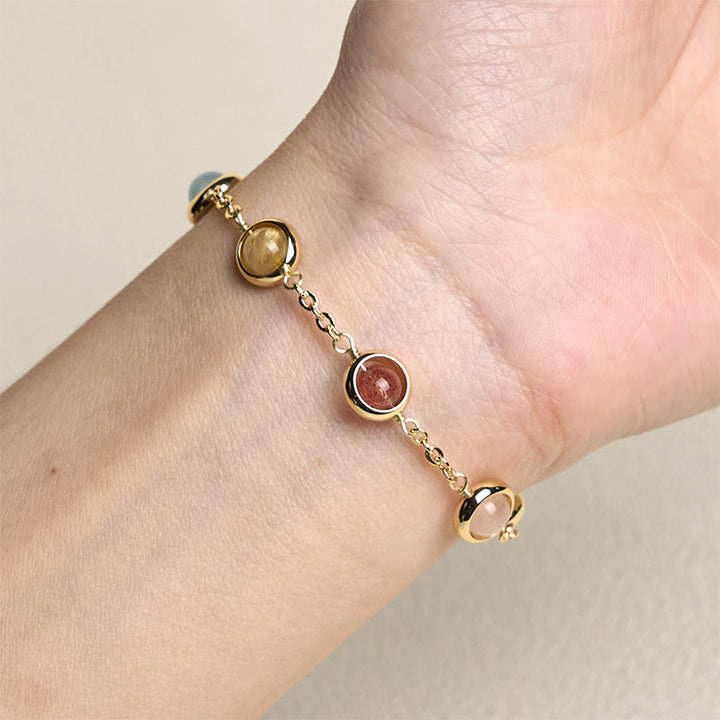 Bracelet d'équilibre en quartz fraise et améthyste en cristal coloré de Buddha Stones - image 15