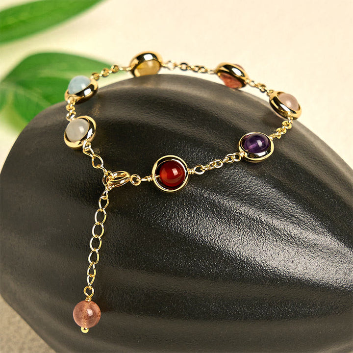 Bracelet d'équilibre en quartz fraise et améthyste en cristal coloré de Buddha Stones - image 1
