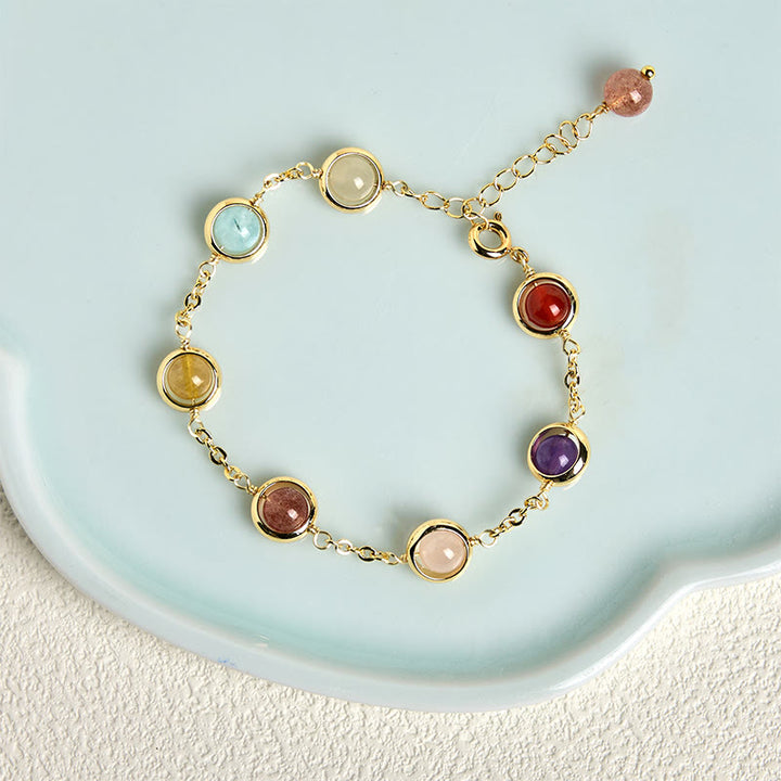 Bracelet d'équilibre en quartz fraise et améthyste en cristal coloré de Buddha Stones - image 13