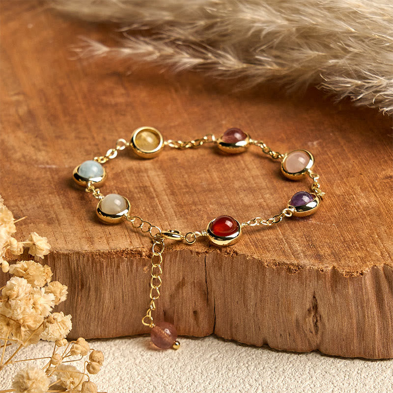 Bracelet d'équilibre en quartz fraise et améthyste en cristal coloré de Buddha Stones - 8 mm - image 0