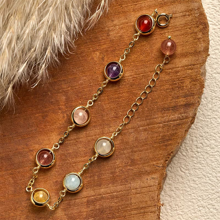 Bracelet d'équilibre en quartz fraise et améthyste en cristal coloré de Buddha Stones - image 4