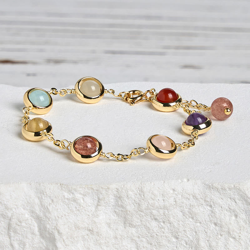 Bracelet d'équilibre en quartz fraise et améthyste en cristal coloré de Buddha Stones - image 2