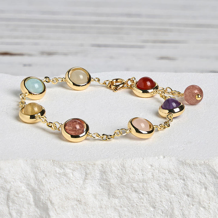 Bracelet d'équilibre en quartz fraise et améthyste en cristal coloré de Buddha Stones - image 2