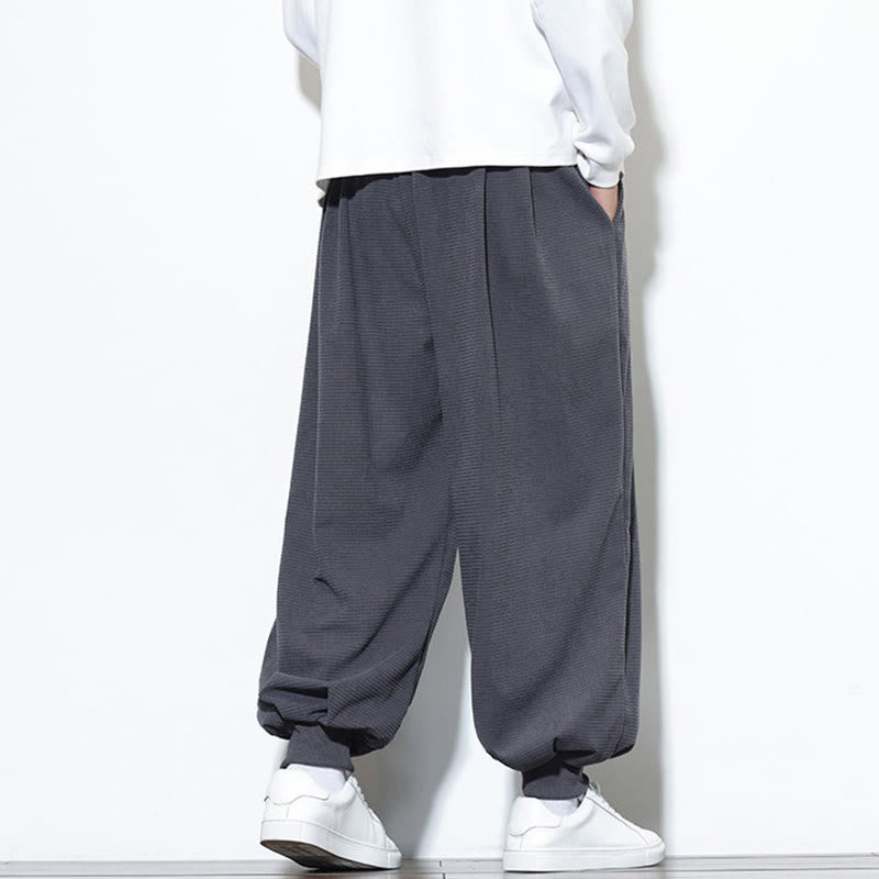 Pantalon sarouel en velours côtelé de coton pour homme, motif Buddha Stones Fall, uni, avec cordon de serrage, design simple, avec poches - image 11