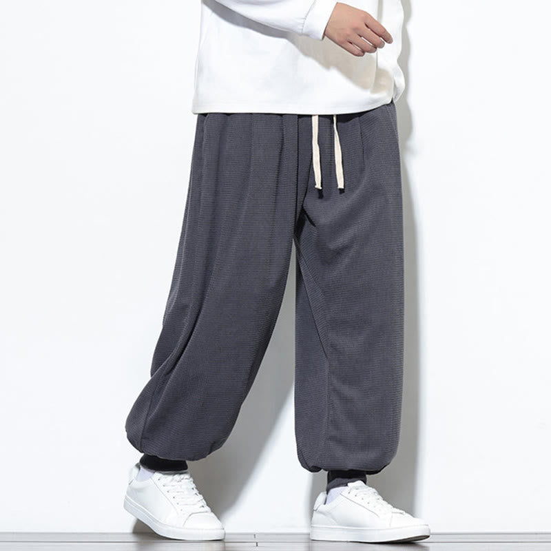 Pantalon sarouel en velours côtelé de coton pour homme, motif Buddha Stones Fall, uni, avec cordon de serrage, design simple, avec poches - image 15