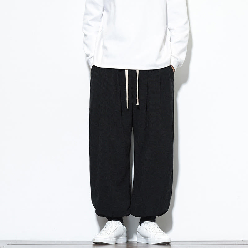 Pantalon sarouel en velours côtelé de coton pour homme, motif Buddha Stones Fall, uni, avec cordon de serrage, design simple, avec poches - Noir - US/UK/AU46，EU56 (5XL) - image 21