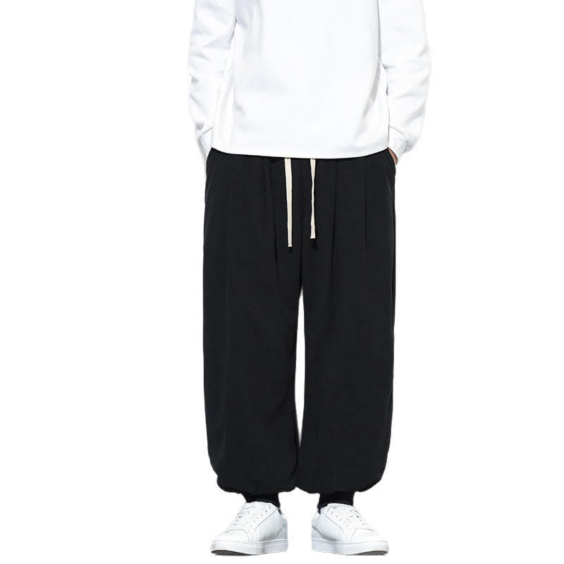 Pantalon sarouel en velours côtelé de coton pour homme, motif Buddha Stones Fall, uni, avec cordon de serrage, design simple, avec poches - image 30