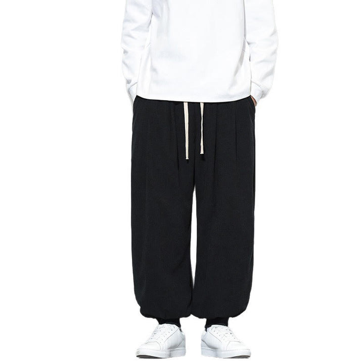 Pantalon sarouel en velours côtelé de coton pour homme, motif Buddha Stones Fall, uni, avec cordon de serrage, design simple, avec poches - image 30