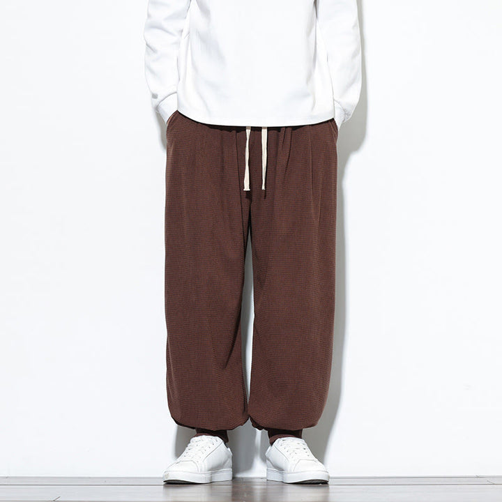 Pantalon sarouel en velours côtelé de coton pour homme, motif Buddha Stones Fall, uni, avec cordon de serrage, design simple, avec poches - SaddleBrown - US/UK/AU46，EU56 (5XL) - image 56