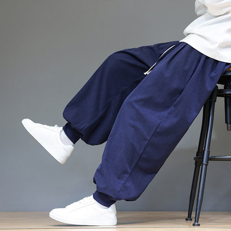 Pantalon sarouel en velours côtelé de coton pour homme, motif Buddha Stones Fall, uni, avec cordon de serrage, design simple, avec poches - image 55
