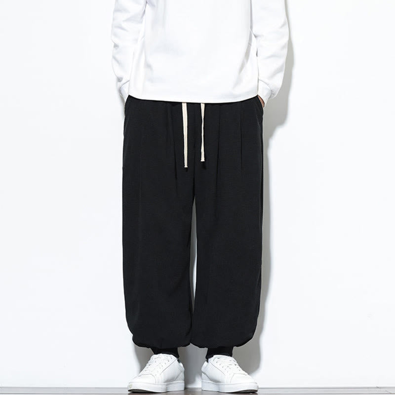 Pantalon sarouel en velours côtelé de coton pour homme, motif Buddha Stones Fall, uni, avec cordon de serrage, design simple, avec poches - image 25