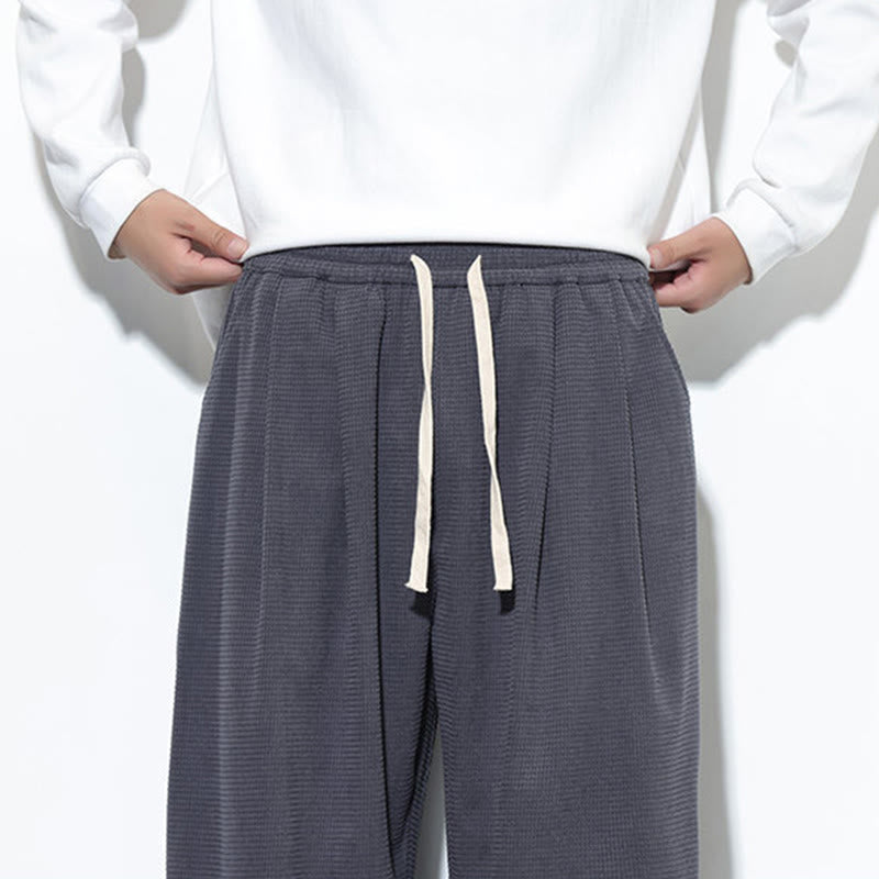 Pantalon sarouel en velours côtelé de coton pour homme, motif Buddha Stones Fall, uni, avec cordon de serrage, design simple, avec poches - image 20