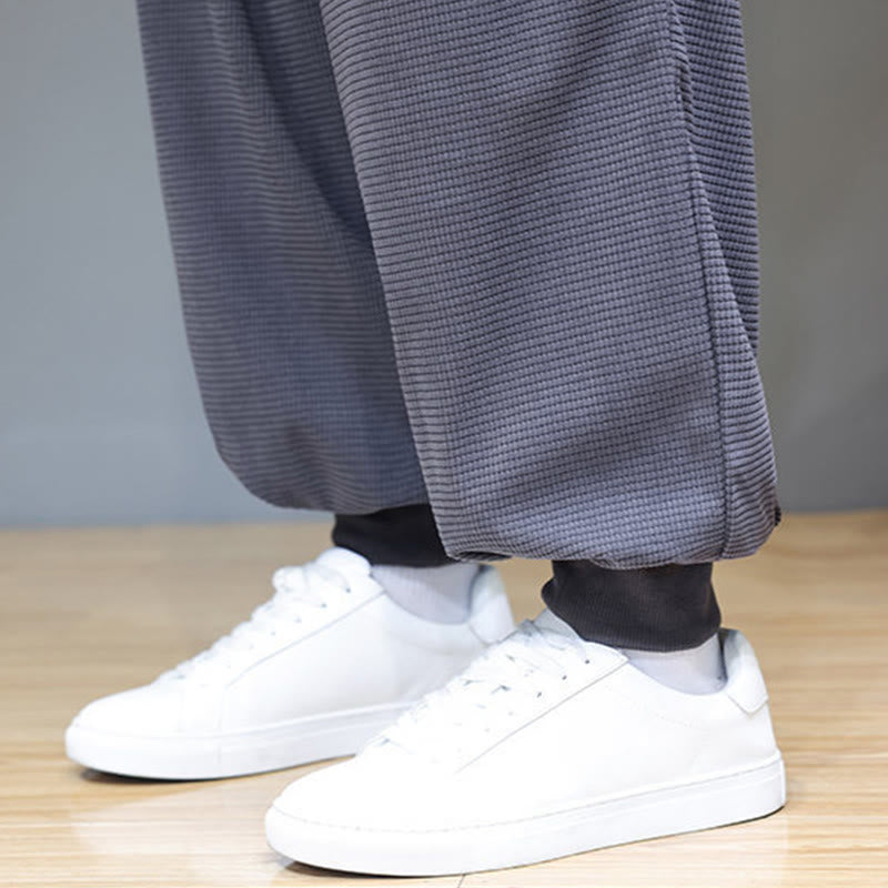 Pantalon sarouel en velours côtelé de coton pour homme, motif Buddha Stones Fall, uni, avec cordon de serrage, design simple, avec poches - image 19