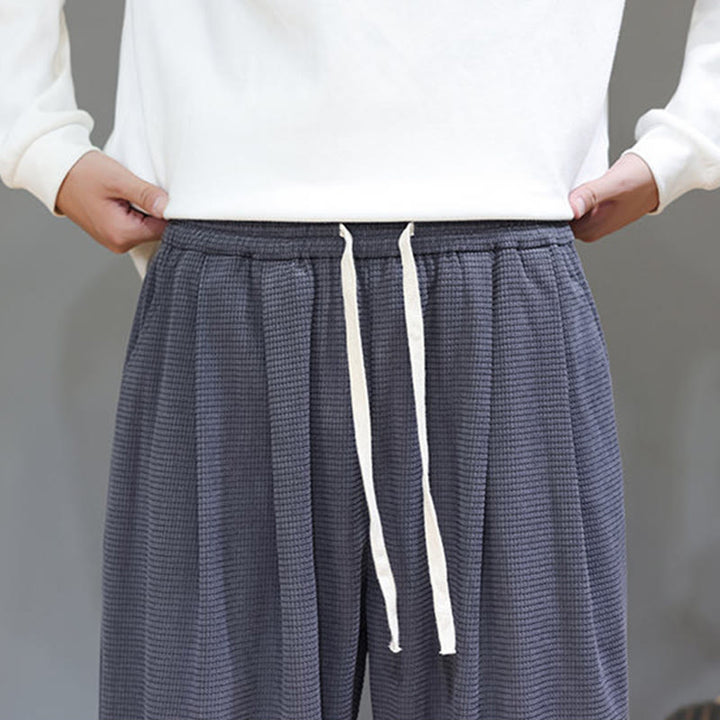 Pantalon sarouel en velours côtelé de coton pour homme, motif Buddha Stones Fall, uni, avec cordon de serrage, design simple, avec poches - image 17