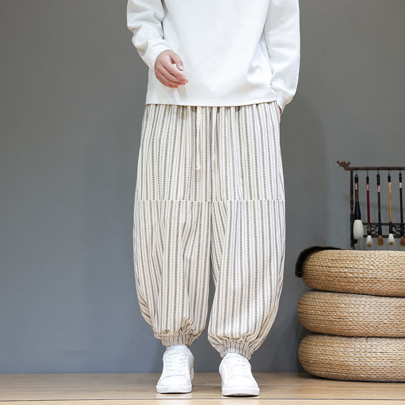 Pantalon Buddha Stones en velours côtelé pour homme, motif rayé, avec cordon de serrage et poches - image 25