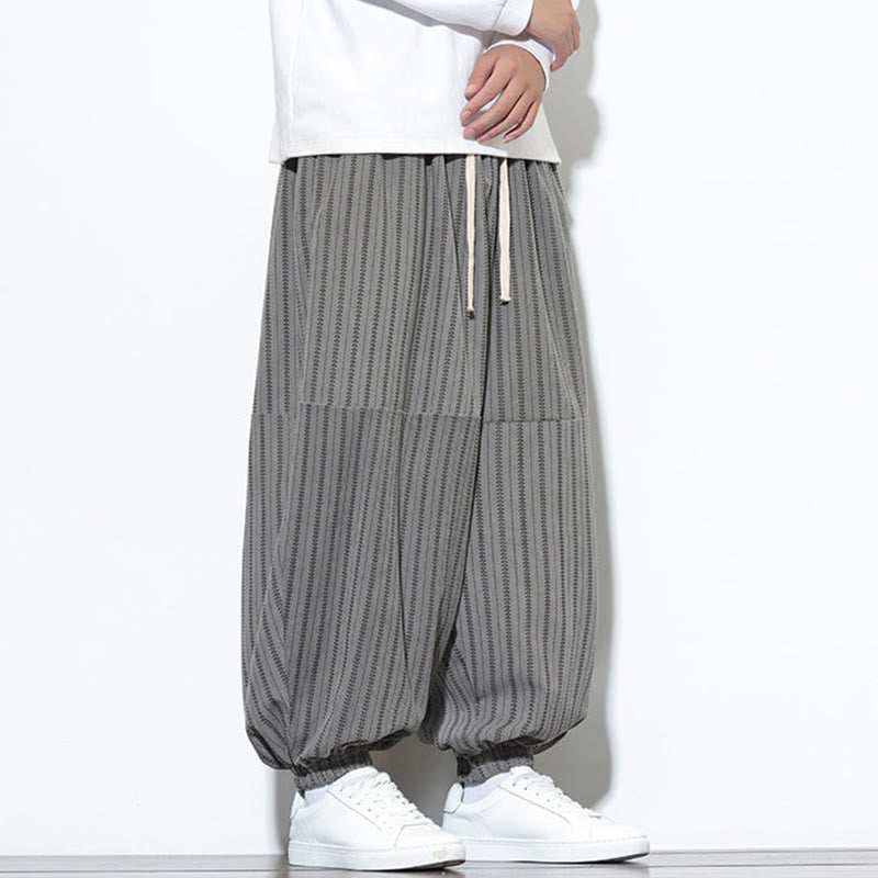 Pantalon Buddha Stones en velours côtelé pour homme, motif rayé, avec cordon de serrage et poches - image 39