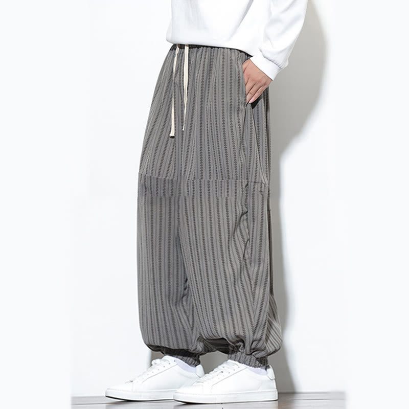Pantalon Buddha Stones en velours côtelé pour homme, motif rayé, avec cordon de serrage et poches - image 34