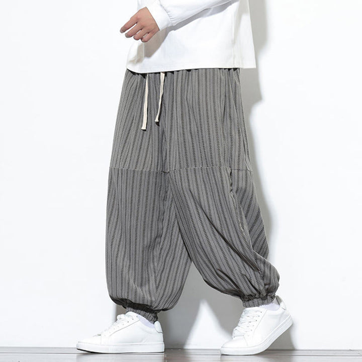 Pantalon Buddha Stones en velours côtelé pour homme, motif rayé, avec cordon de serrage et poches - image 36