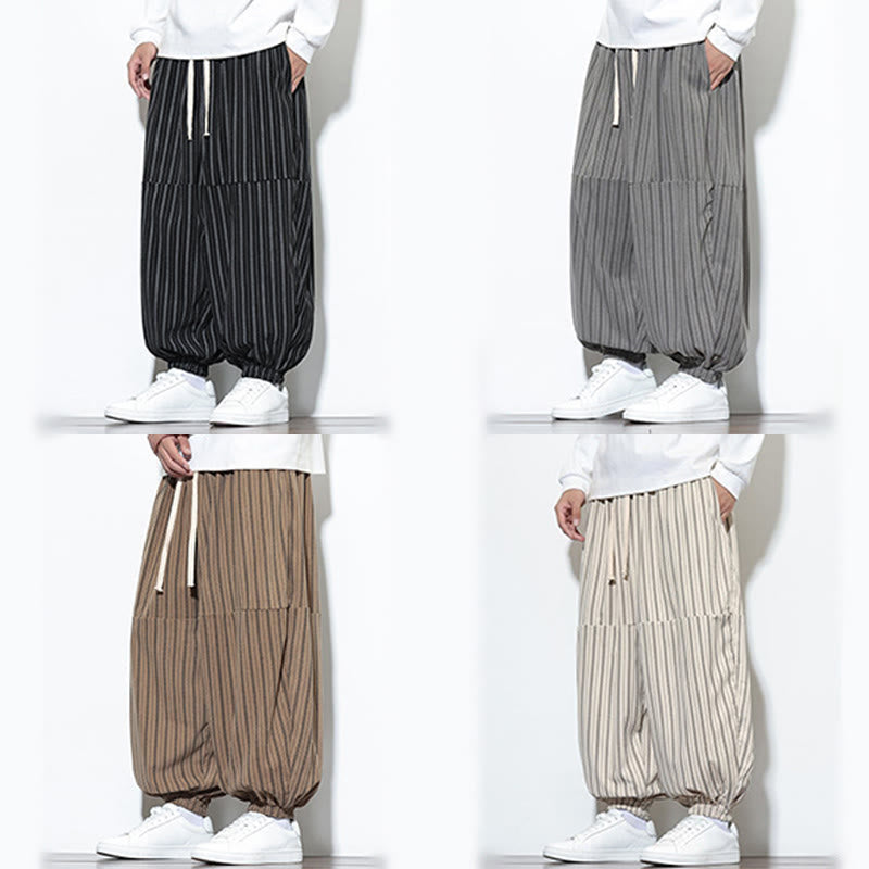 Pantalon Buddha Stones en velours côtelé pour homme, motif rayé, avec cordon de serrage et poches - image 71