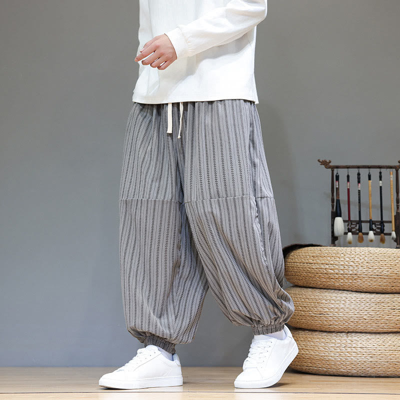 Pantalon Buddha Stones en velours côtelé pour homme, motif rayé, avec cordon de serrage et poches - image 43