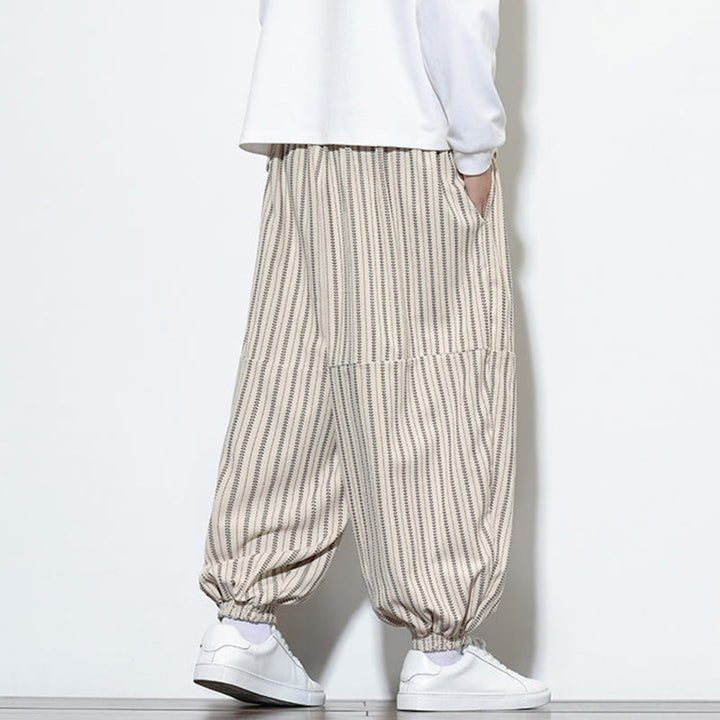 Pantalon Buddha Stones en velours côtelé pour homme, motif rayé, avec cordon de serrage et poches - image 21
