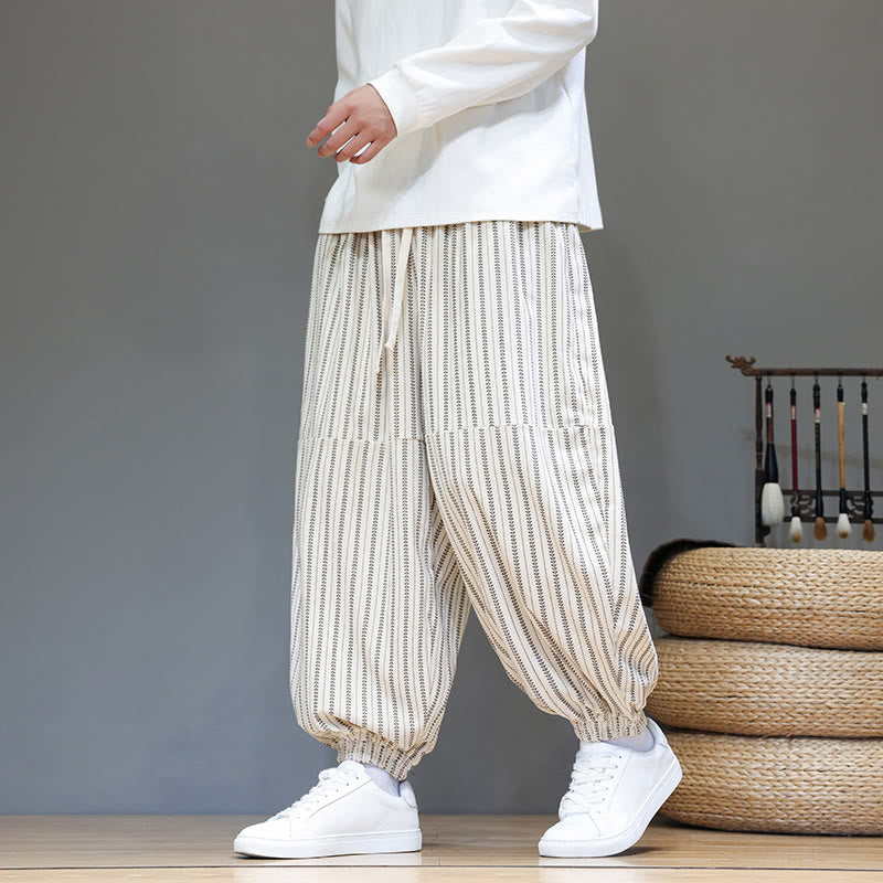 Pantalon Buddha Stones en velours côtelé pour homme, motif rayé, avec cordon de serrage et poches - image 26