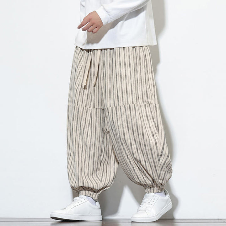 Pantalon Buddha Stones en velours côtelé pour homme, motif rayé, avec cordon de serrage et poches - image 18