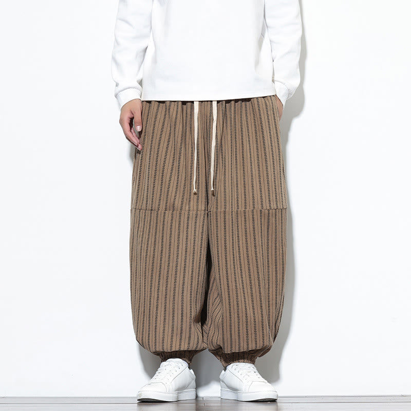 Pantalon Buddha Stones en velours côtelé pour homme, motif rayé, avec cordon de serrage et poches - Tanné - US/UK/AU46，EU56 (5XL) - image 54