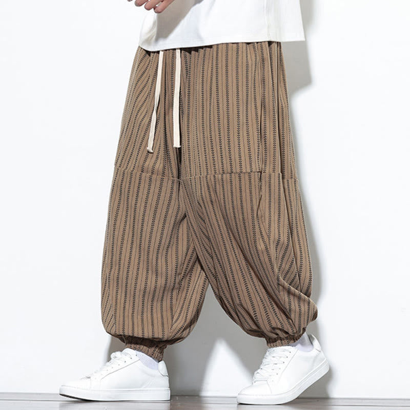 Pantalon Buddha Stones en velours côtelé pour homme, motif rayé, avec cordon de serrage et poches - image 55