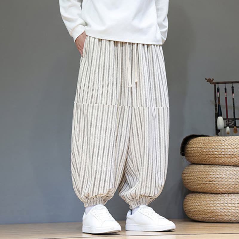 Pantalon Buddha Stones en velours côtelé pour homme, motif rayé, avec cordon de serrage et poches - image 29