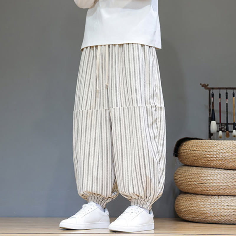 Pantalon Buddha Stones en velours côtelé pour homme, motif rayé, avec cordon de serrage et poches - image 28